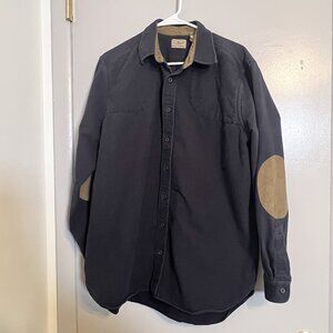 L.L. Bean Men's Shooting Button Down Shirt With Elbow Pads Navy Size L-Tall